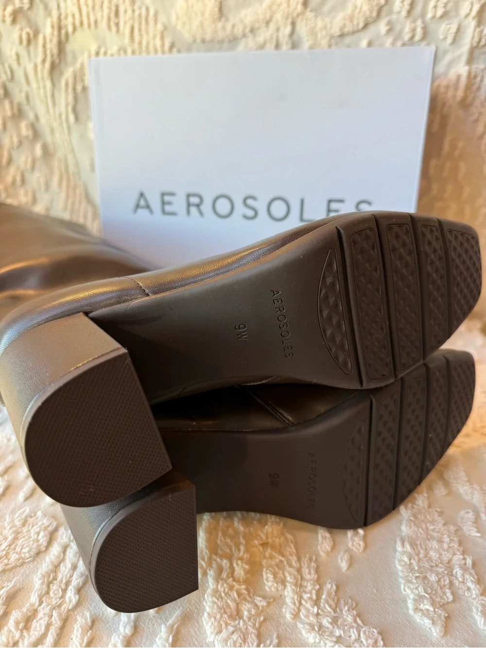 AEROSOLES Dark Brown Over-the-Knee Block Heel Boots #724